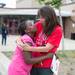 Willow Run Middle School teacher Sue Littlefield hugs sixth-grade student Nia Smith after the last day of school, Friday June 7.
Courtney Sacco I AnnArbor.com   
